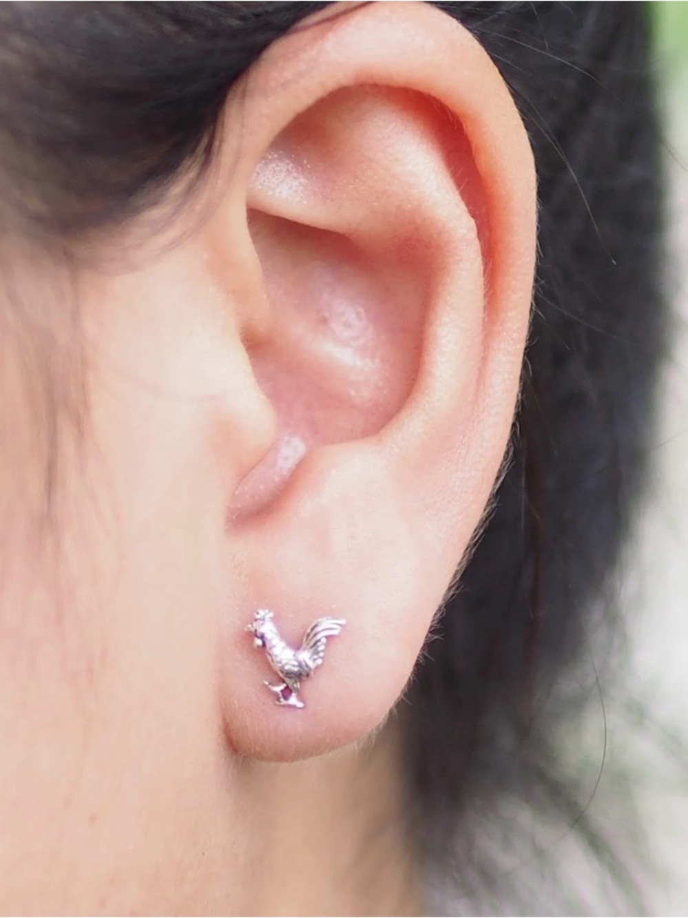 Sterling Silver Rooster Chicken Stud Earrings New Unused - Picture 4 of 6
